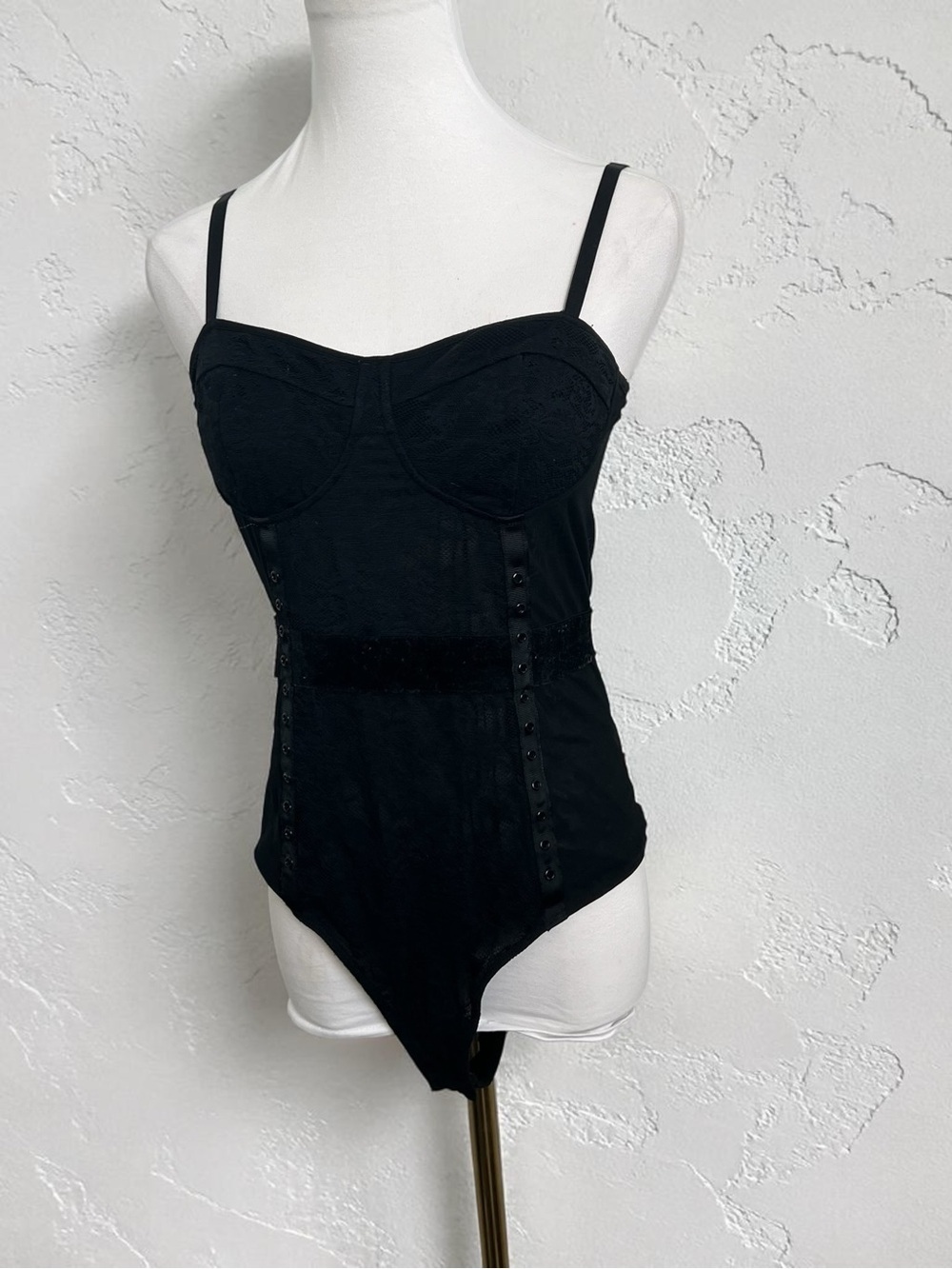Guess Black Lace Bustier Bodysuit Corset Y2K M